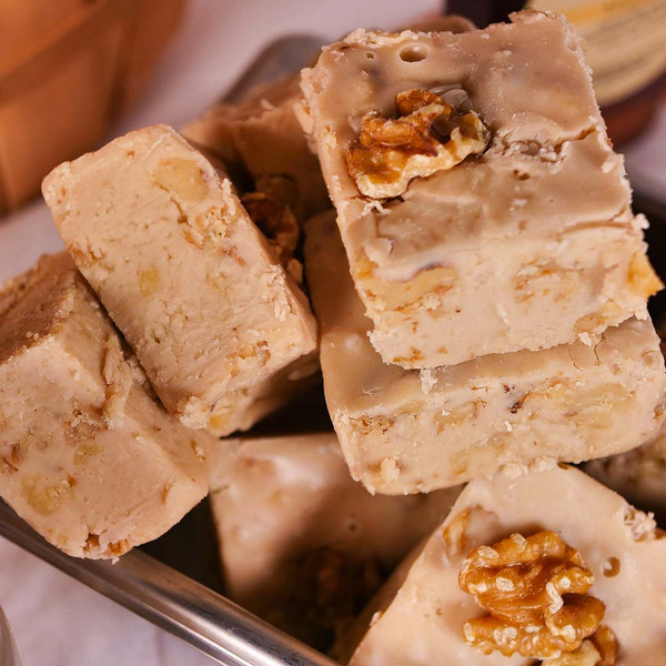 Maple Walnut Fudge from Uranus stacked in a pile.