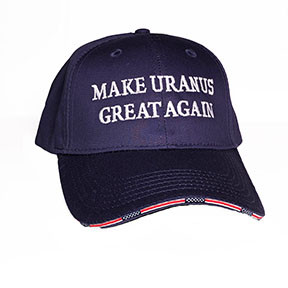 Make Uranus Great Again Hat in navy blue, front view.