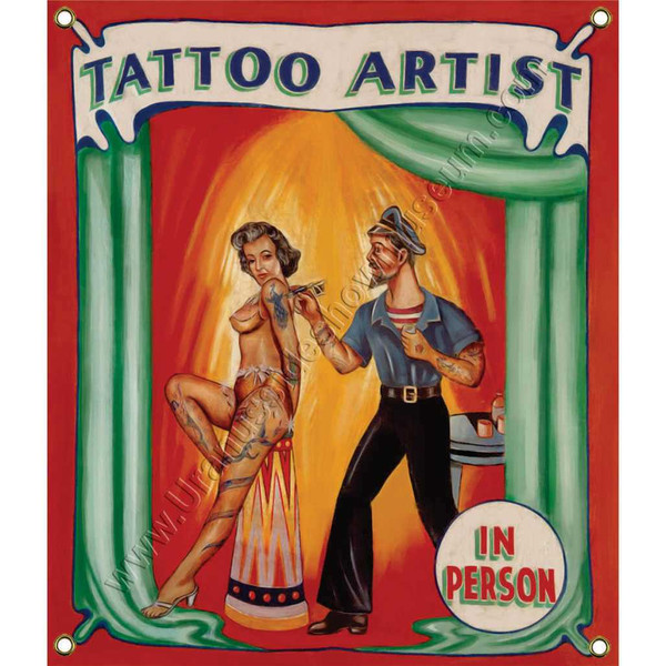 Novelty Tattoo Artist sideshow banner graphic from Uranus Sideshow Museum.