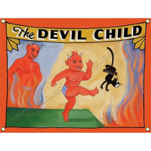 Devil Child sideshow banner featuring vintage Snap Wyatt art from the Uranus Sideshow Museum