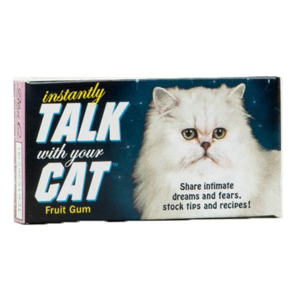 Fruit gum box featuring a white cat illustration against a white background.