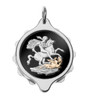 Chrome Plated SOS Talisman Pendant St George Coloured Front Chrome Plated