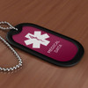 Maroon Medical Dog Tag Filled Placed On Table Black And Maroon