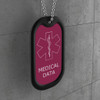 Maroon Medical Dog Tag Outline Hanging Black And Maroon