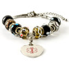 PD1019-ALMA Beaded Pandora Style Bracelet with Engraveable Heart Charm