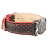 Stainless Steel SOS Talisman Watch Style Colour Detail Leather Strap 18mm Black And Red