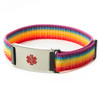 Adjustable Engraveable Fabric Wristband Front Rainbow Colour