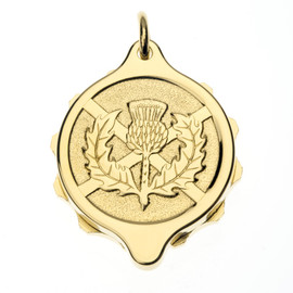 Gold Plated SOS Talisman Pendant Scots Thistle Front Gold Plated