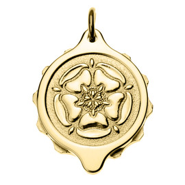 Gold Plated SOS Talisman Pendant Tudor Rose Front Gold Plated