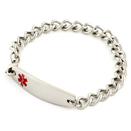 Medium Link Chain Medical ID Bracelet Silver