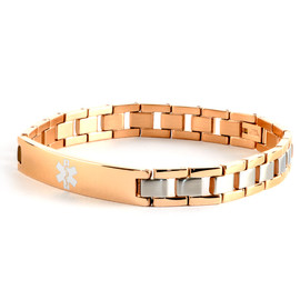 Slim Traditional Medical ID Bracelet Side Rose