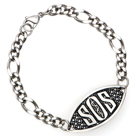 SOS Engraveable Bracelet with Curb Chain Silver