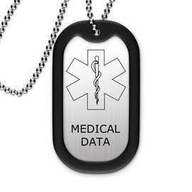 Stainless Steel Medical Dog Tag Outline 1 Black And Silver
