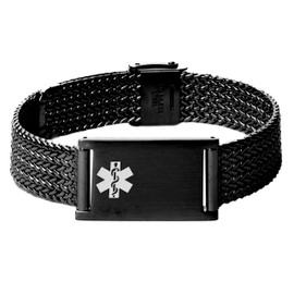 Woven Stainless Steel Bracelet Front Black