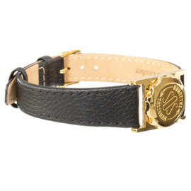 Gold Plated SOS Talisman Watch Style Flat Strap 18mm Black
