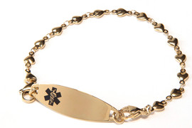 Multi Heart Link Bracelet Gold Front