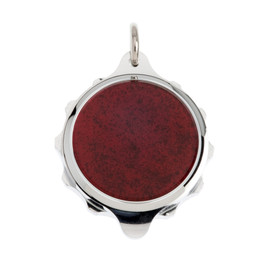 Chrome Plated SOS Talisman Pendant - Red - Coloured