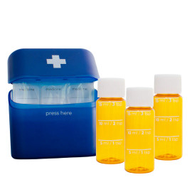 Travel Size Bottles for Medicines (Liquid or Pills) Carrying Case - Blue 3 bottles