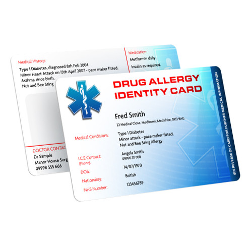 Drug Allergies Identity Card