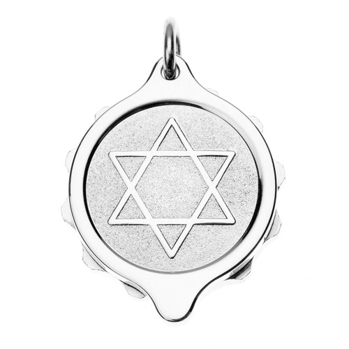 Chrome Plated SOS Talisman Pendant Star of David Front Chrome Plated