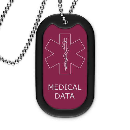 Maroon Medical Dog Tag Outline Front Black And Maroon