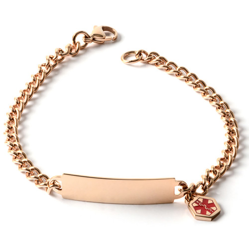 Fine Chain Stainless Steel Engraveable Bracelet Rose Gold