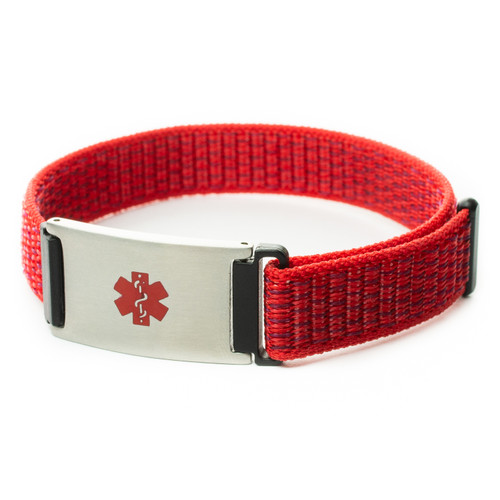 Adjustable Engraveable Fabric Wristband Front Red