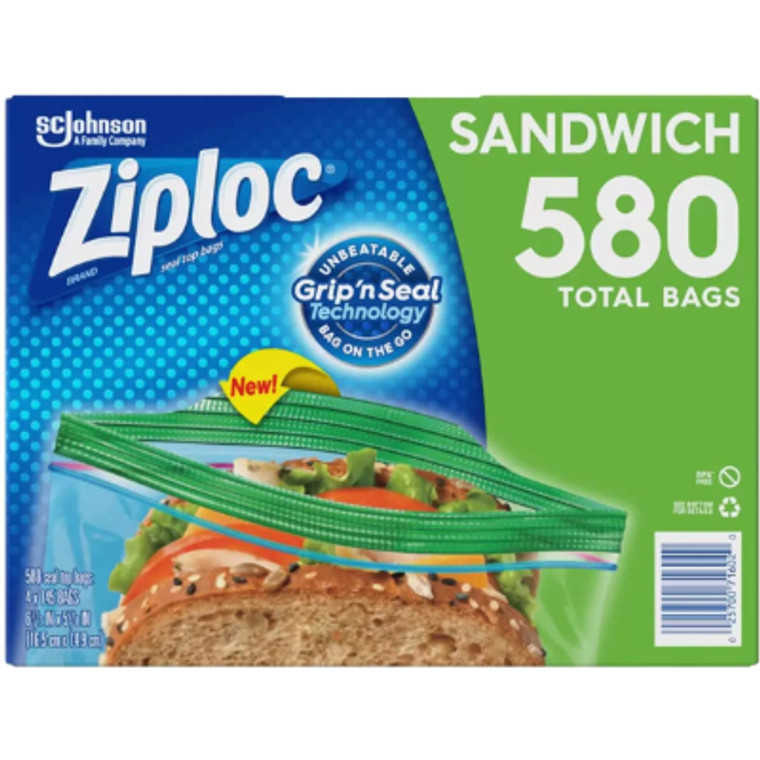 Ziploc Easy Open Tabs Sandwich Bags 4 Boxes X 145 Bags