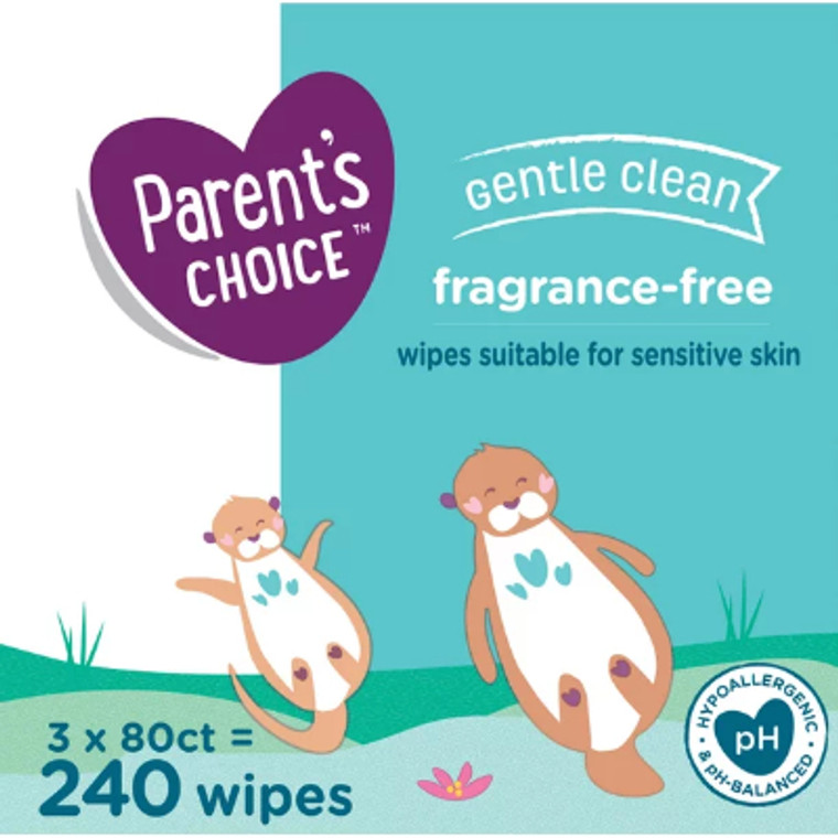 Parent's Choice Fresh Scent Baby Wipes, 3 Packs of 80 (240 Count)