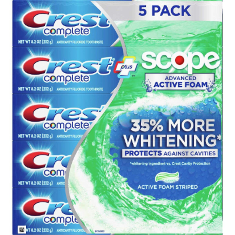 Crest Complete Extra Whitening + Scope Advanced Toothpaste 8.2 oz., 5 Pack
