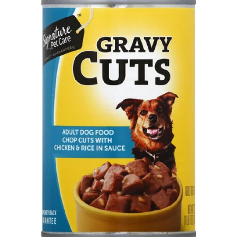 Signature Pet Care Gravy Cuts Chop Cuts With Chicken & Rice In Sauce 22 oz.