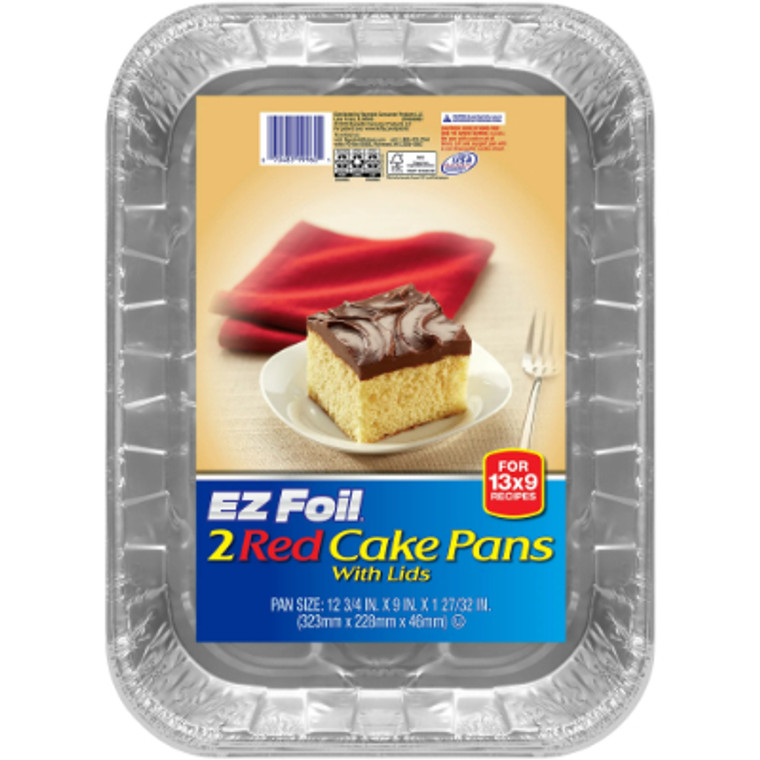 EZ Foil 2 Red Cake Pans With Lids 13 in. X 9 in.