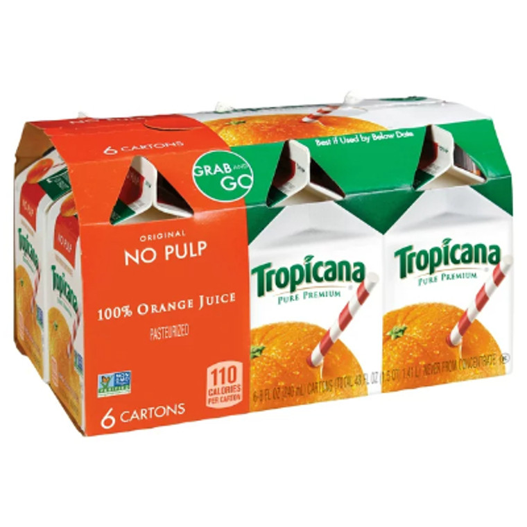 Tropicana Pure Premium No Pulp 8 oz., 6 Pack