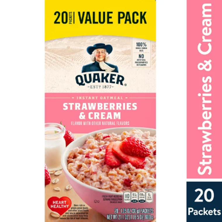 Quaker Strawberries & Cream 1.05 oz., 20 Packets