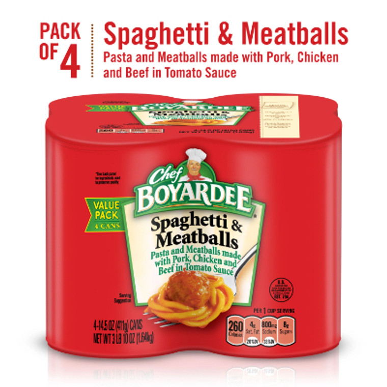 Chef Boyarde Spaghetti & Meatballs 14.5 oz., 4 Pack
