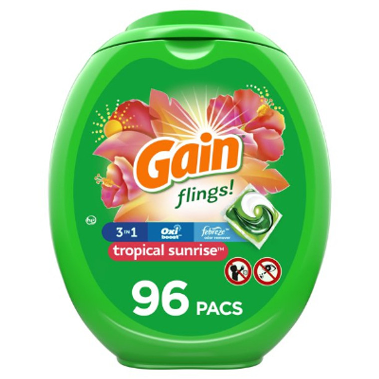 Gain Flings Tropical Sunrise 96 Count, Laundry Detergent Pacs