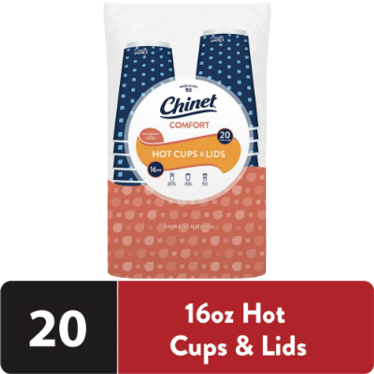 Chinet Comfort Cup Dubble Layer 20 Pack Lid And Cups