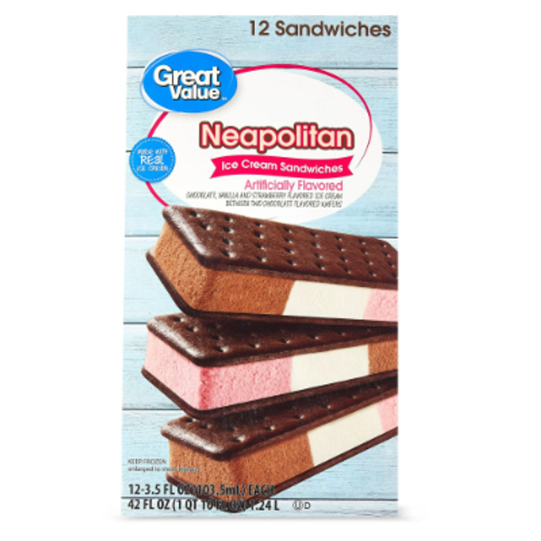 Great Value Neapolitan Ice Cream Sandwiches 12 Pack