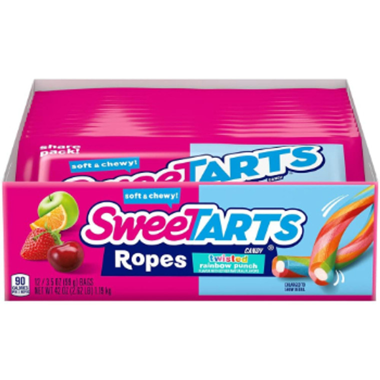 Sweet Tarts Twisted Rainbow Ropes 3.5 oz., 12 Pack