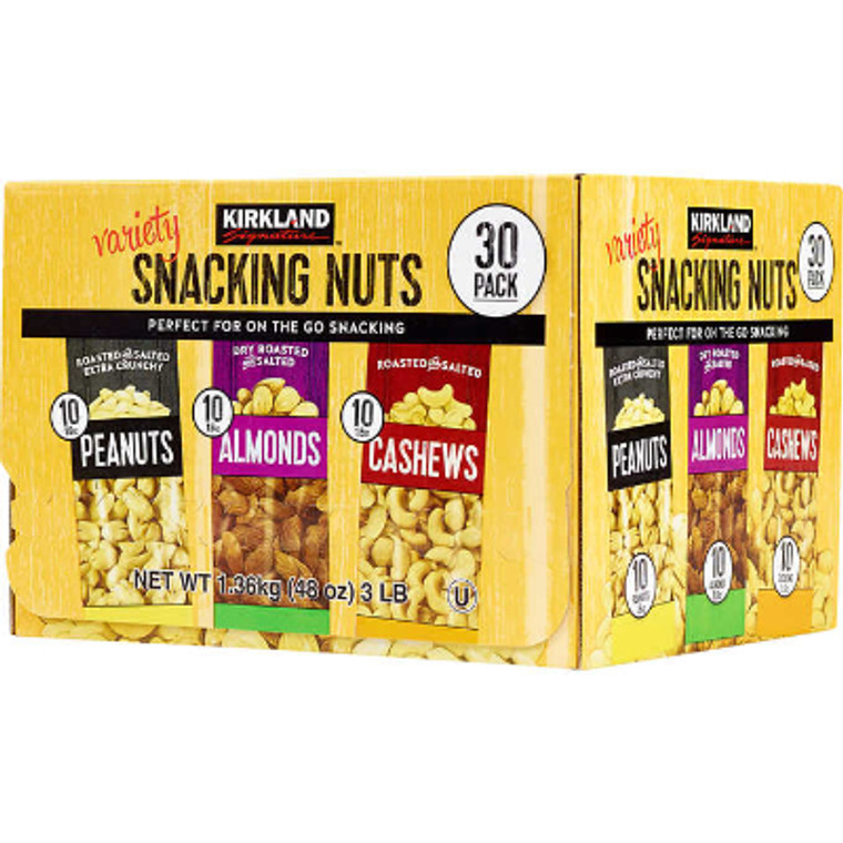 Kirkland Signature Snacking Nuts, Variety Pack, 1.6 oz, 30 ct