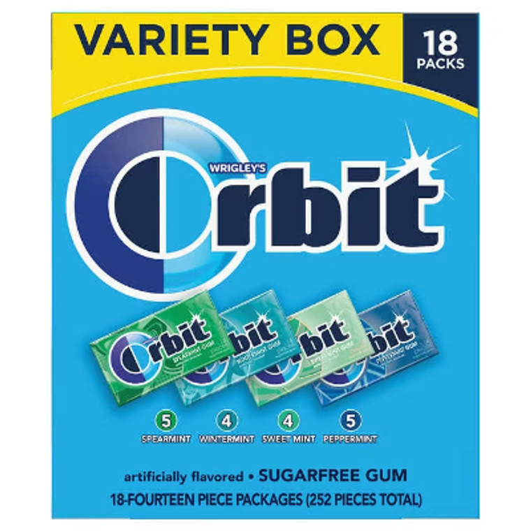 Orbit Sugar Free Chewing Gum, Mint Variety Pack, 14 sticks, 18 ct