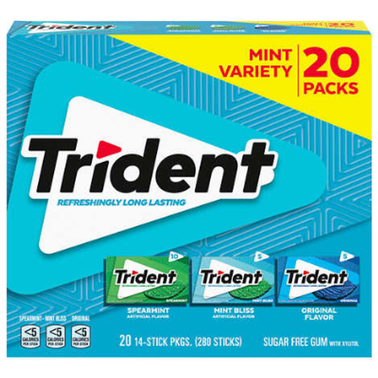 Trident Mint Gum, Variety Pack, 20 ct