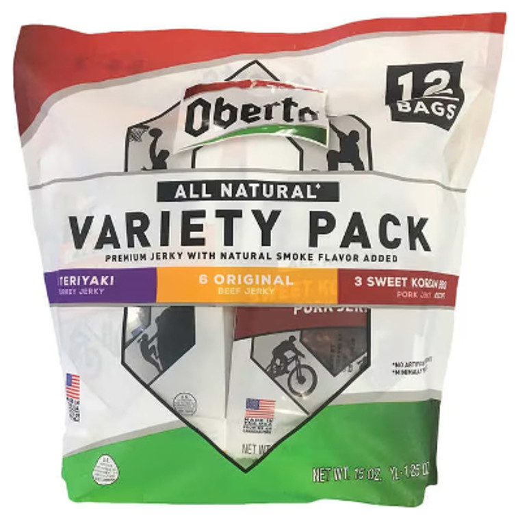 Oberto Jerky, Variety Pack, 1.25 oz, 12 ct