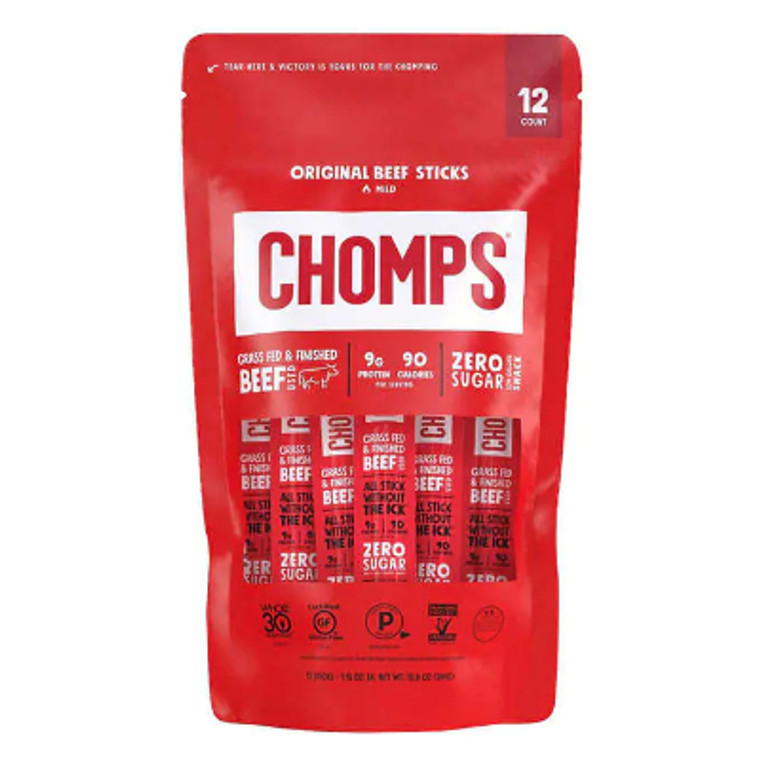 Chomps Original Beef Sticks, Mild, 1.15 oz, 12-count