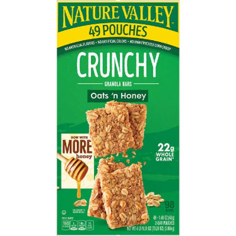 Nature Valley Crunchy Granola Bars, Oats 'n Honey, 1.49 oz, 49 ct