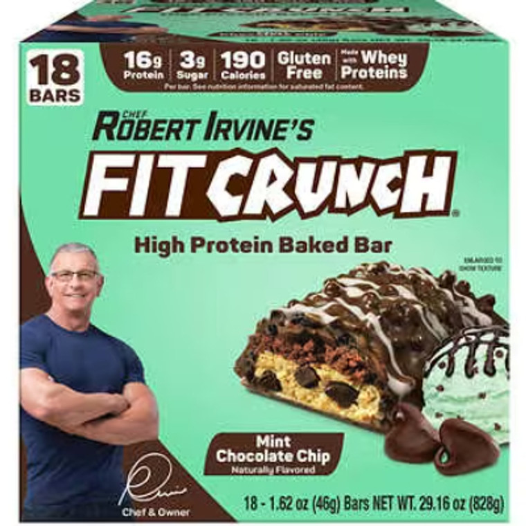 Fit Crunch Whey Protein Bar, Mint Chocolate Chip, 1.62 oz, 18 ct