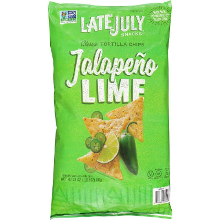 Late July Snacks Classic Tortilla Chips, Jalapeno Lime, 24 oz