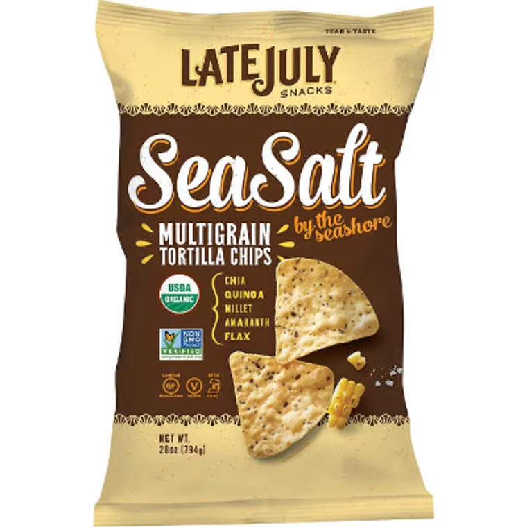 Late July Organic Multigrain Tortilla Chips, Sea Salt, 28 oz