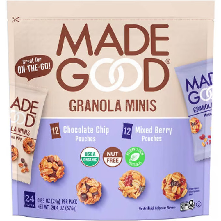 MadeGood Granola Minis, Variety Pack, 0.85 oz, 24 ct