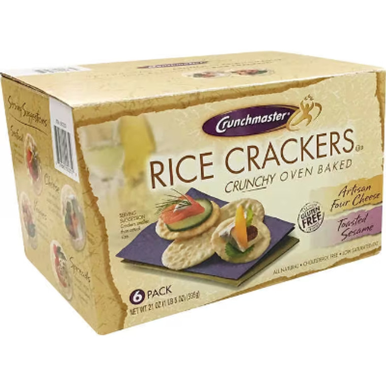 Crunchmaster Rice Crackers, Artisan Four Cheese & Toasted Sesame, 3.5 oz, 6 ct